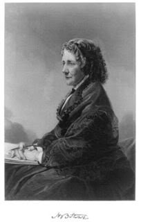 1872 engraving of American novelist Harriet Beecher Stowe from an oil painting by American artist Alonzo Chappel